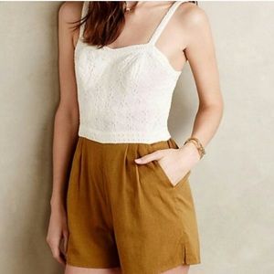 RARE Anthropologie Romper with eyelet top NWT
